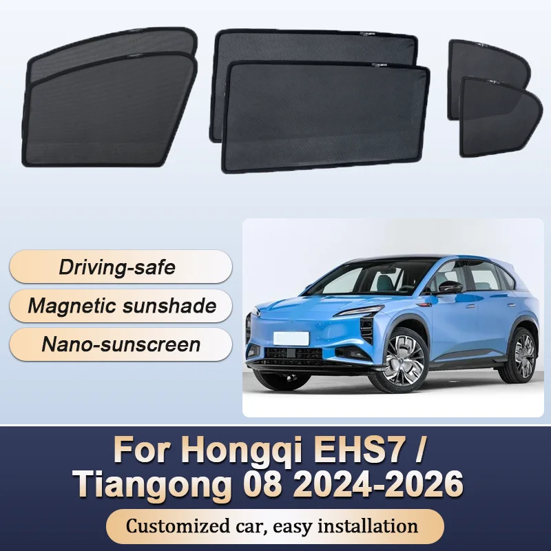 

Sun Shades For Hongqi EHS7 Tiangong 08 2024 2025 2026 Sunshades Magnetic Heat insulation Curtains Window Visor Car Accessories