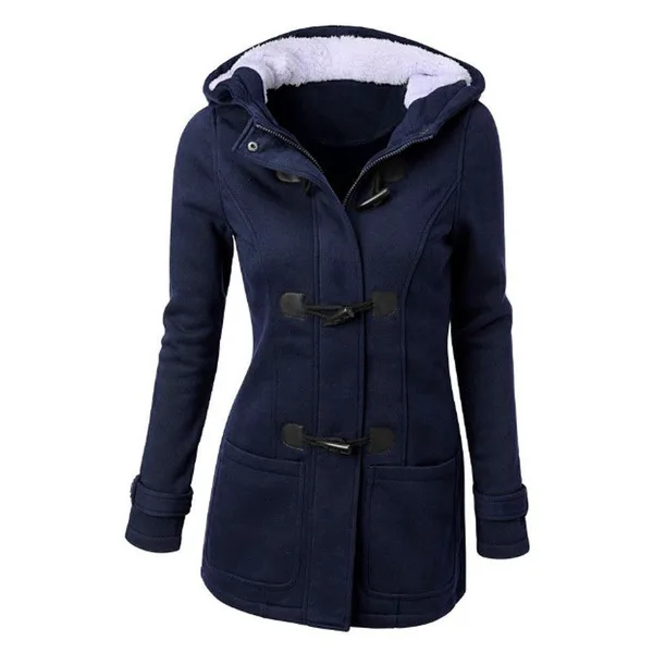 Best Selling Amazon Hooded Classic Cow Horn Button Jacket Cotton Coat Autumn/Winter Parkas Fashion Outerwear