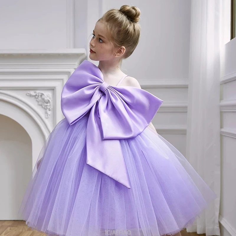 2025 Girls Strapless Princess Dress FlowerPerformance Outfit Elegant Net Skirt Girl Wedding Gown Kids Birthday Party Pageant