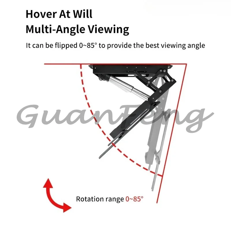 Electric flip tilt roof mount with remote for 32 to 75-inch flat screens