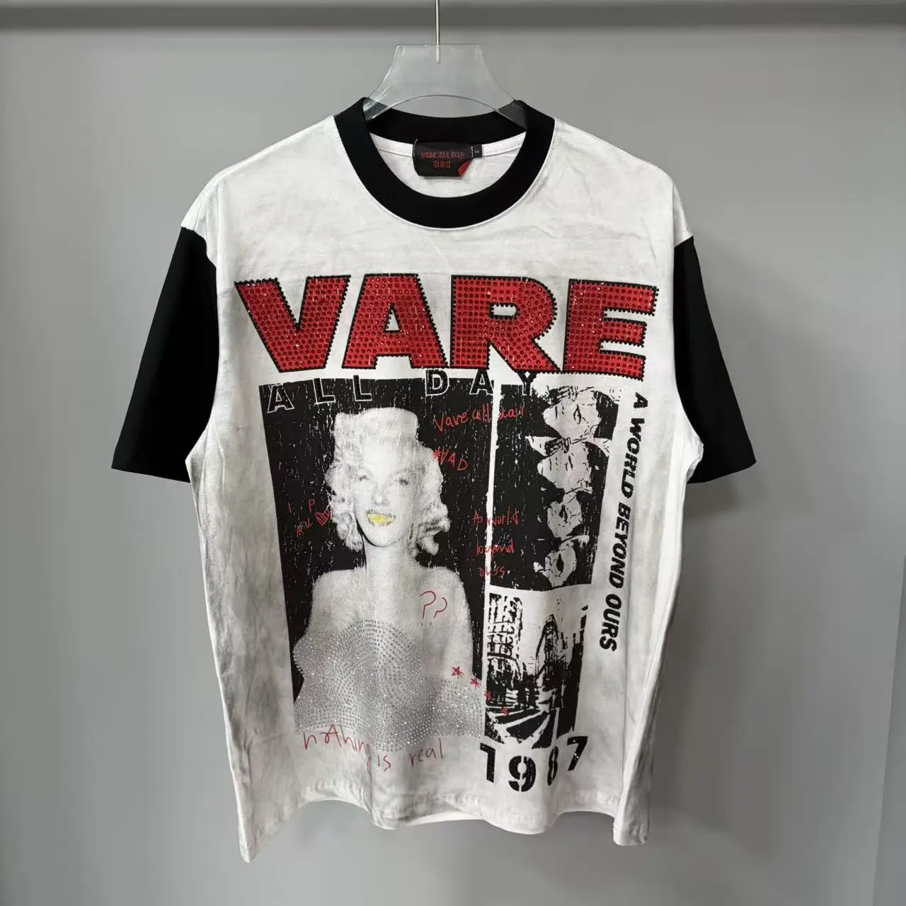 2026 New Fashion Streetwear Shinning Diamond Baggy Tshirts for Men and Women Short Sleeve Rhinestone Cotton Top Tees Oversized
