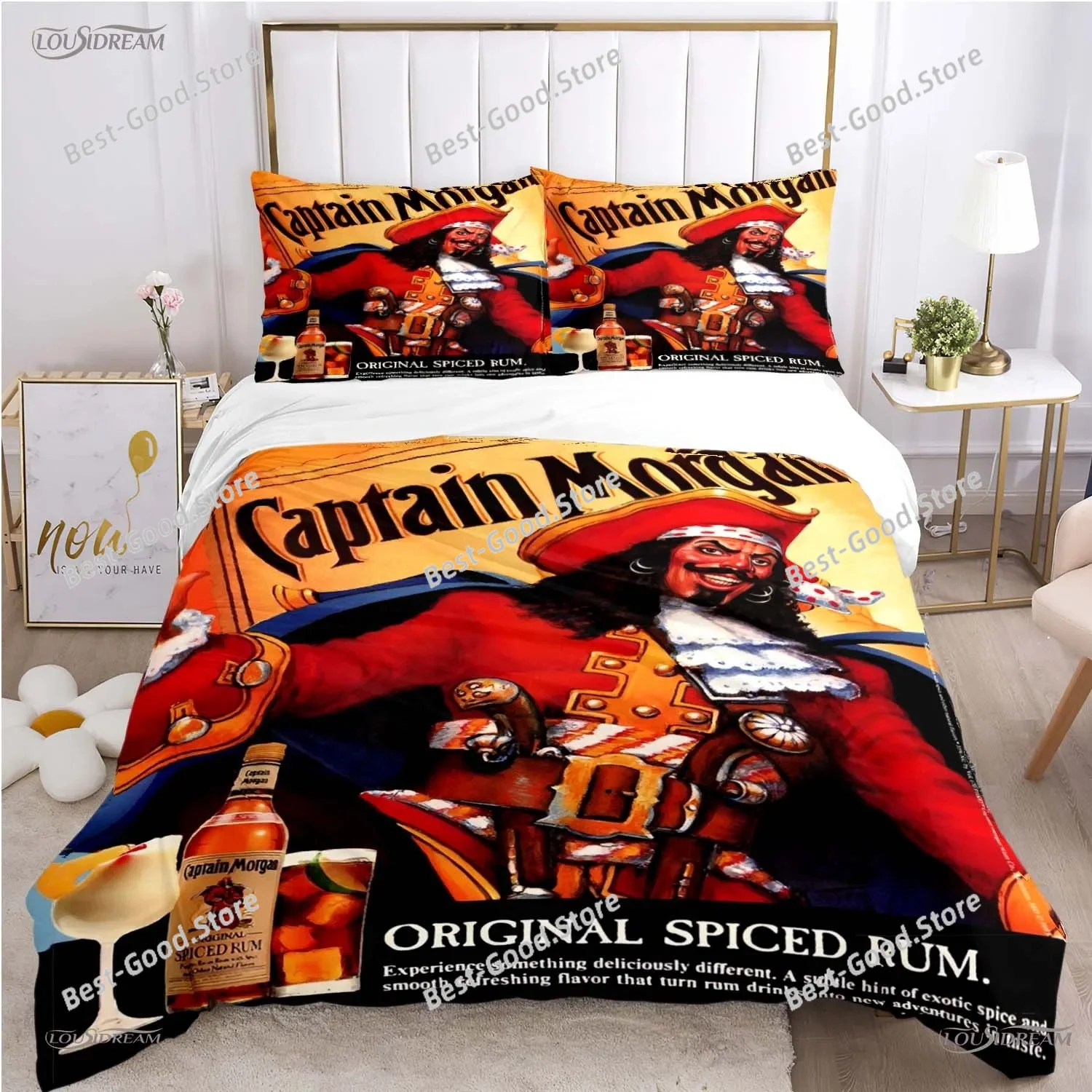 Juego de ropa de cama con funda de edredón para todas las estaciones, marca Casal Captain Morgan, con edredón suave y fundas de almohada, para cama individual, doble, queen o king.