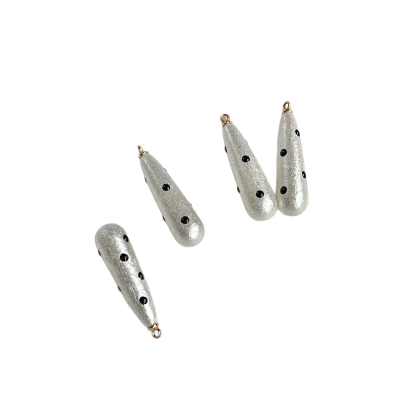 Gentle style 50pcs/lot dots pattern print geometry water drop shape resin beads with hanger diy jewelry garment hair accessory - view 5
