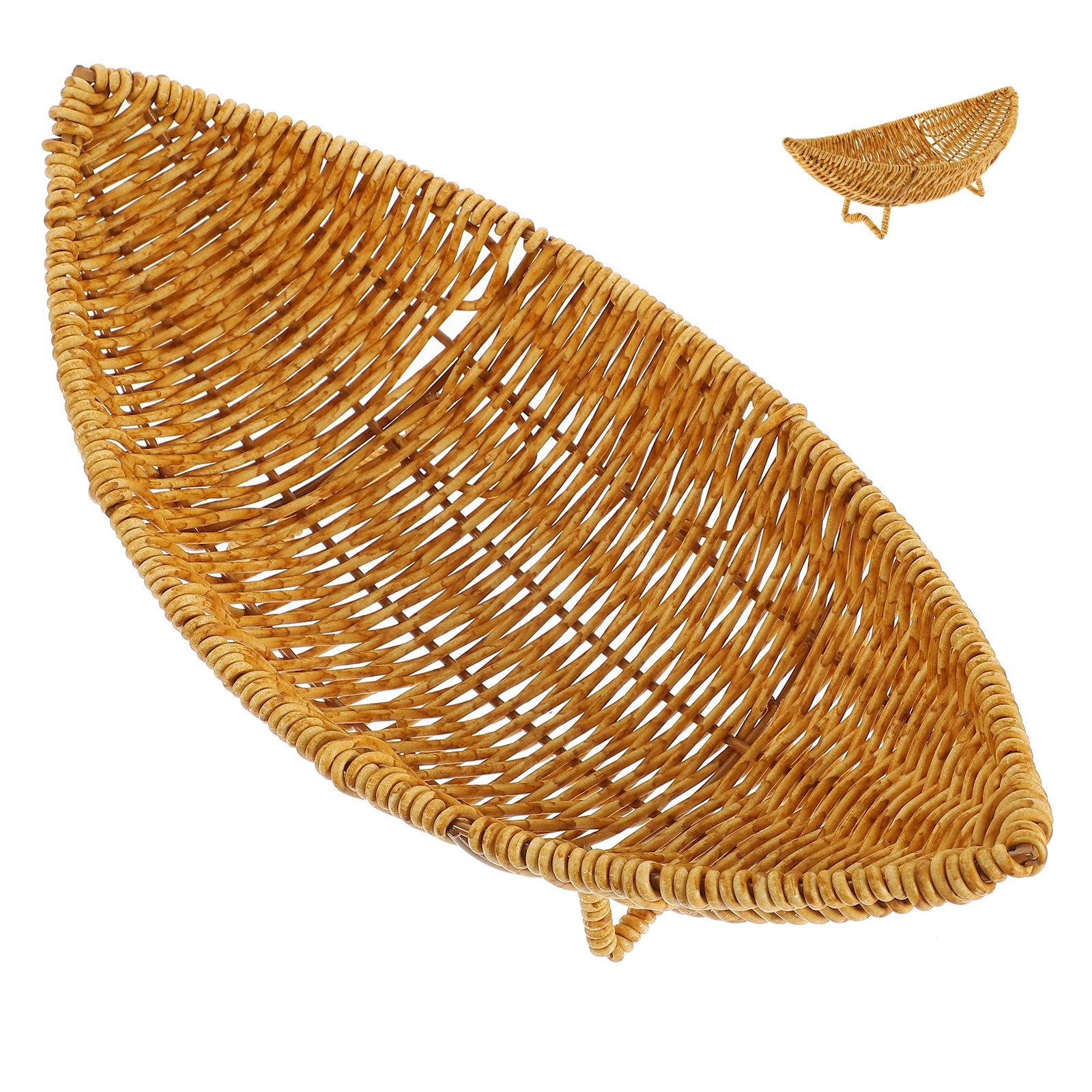 

Fruit Basket Veggie Tray Household Bread Food Storage Imitation Rattan Baskets Kitchens Practical PP Material Sturdy Weaving
