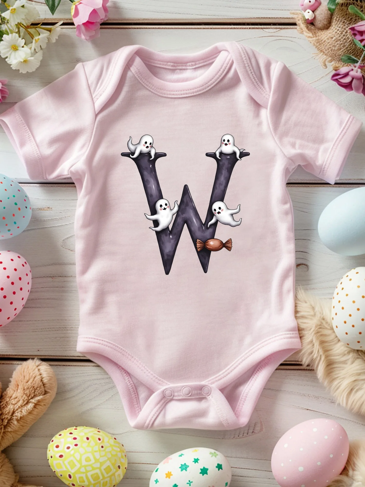 

Акварельный комбинезон для малышей на Хэллоуин с буквой W, унисекс, 100% хлопок, мягкий, всесезонный, розовый, 190 г/м²