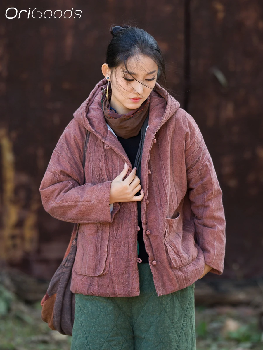 

OriGoods Quilted Jacket Woman Thick Warm Winter Hooded Padded Parka Coat Oversized Vintage Parka Jackets Outerwear 2025 B357