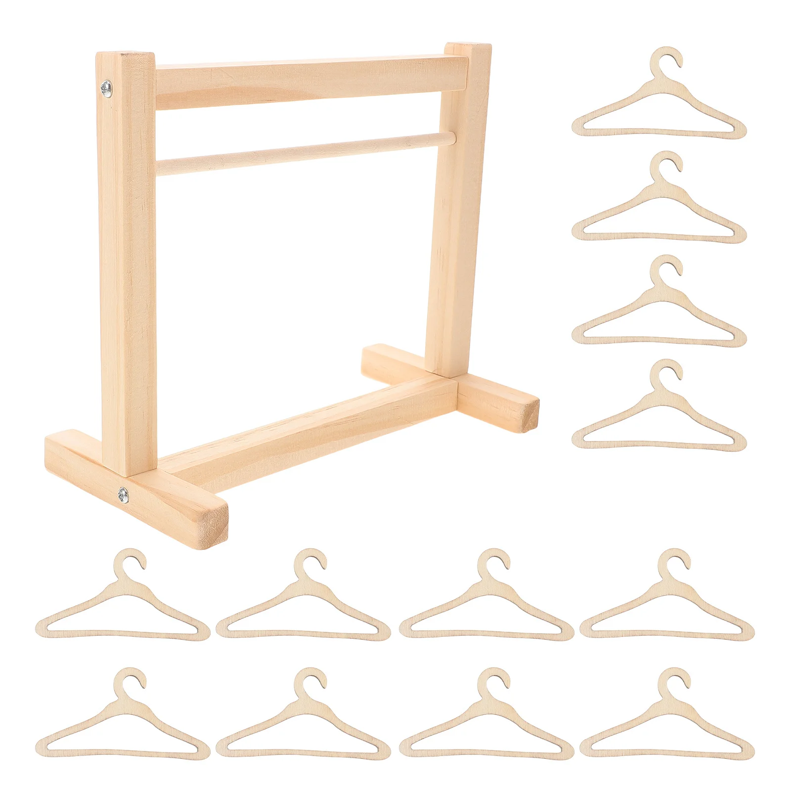 

1 Set Mini Wardrobe Wooden Hangers Dollhouse Clothing Rack Organizer Display Storage Kids Room Miniature Furniture Play Area