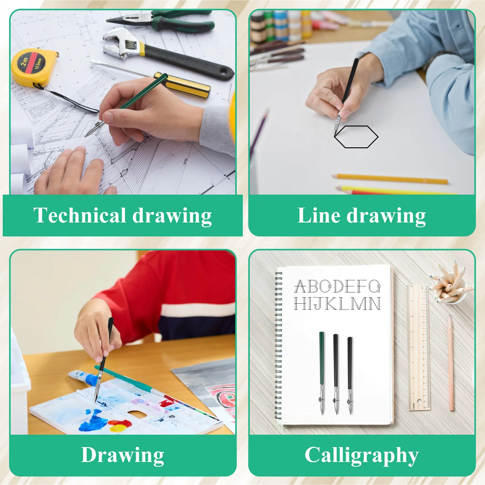 3Pcs Large Ruling Pen Kit for Drawing Straight Lines Precision Tool for Technical Art Projects Ink Watercolor Straight Line Pen