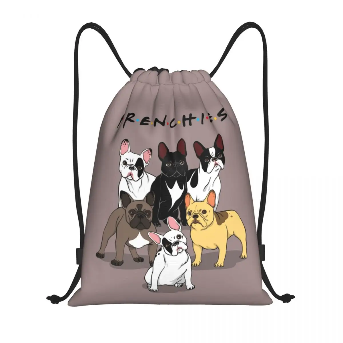 

Custom Funny Frenchies French Bulldog Drawstring Bags Women Men Portable Sports Gym Sackpack Dog Animal Training Backpacks