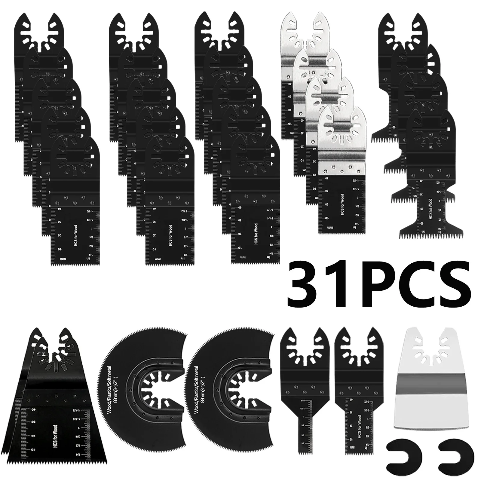 

31Pcs Universal Oscillating Multi Tool Saw Blades Set Multitool Accessories Cutting Suitable for Makita Dewalt Milwaukee Bosch