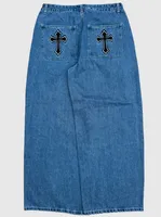 2000s Retro Popular Blue Washed Exaggerated Baggy Jeans Y2K Street Vintage Hip-hop Punk Style High Waist Wide Leg Pants