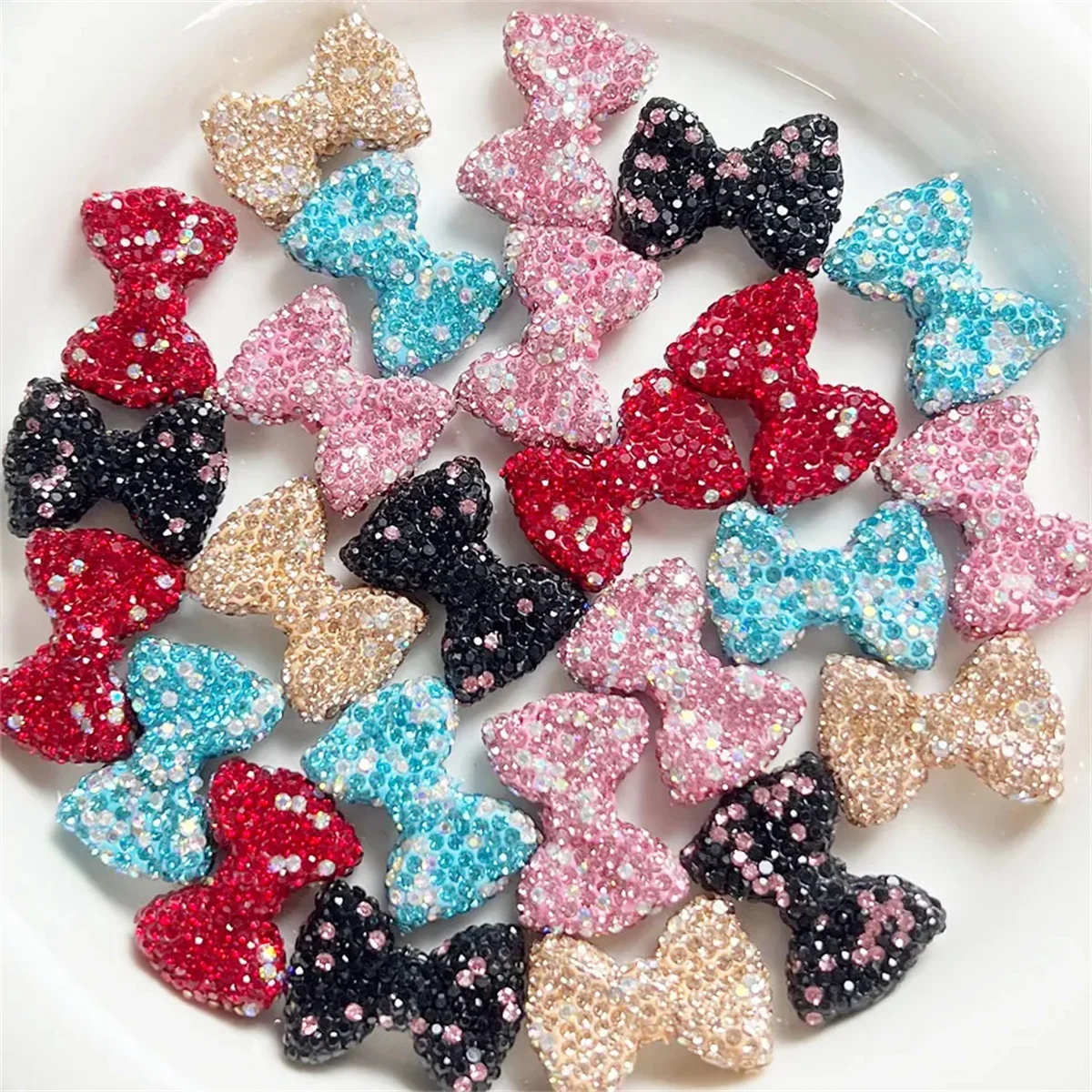 ST23 Colorful Bow Classic Soft Clay Straight Hole Beads DIY Phone Keychain Clothing Pen Necklace Material Accessories Girl Gifts