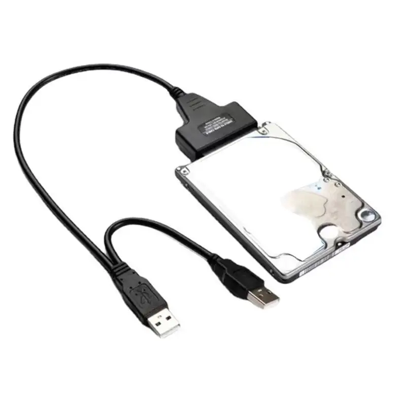 Y1ub Efisien USB ke kabel SATAS untuk menghubungkan 2.5 inci HDD/SSD ke laptop, termasuk port daya untuk drive yang lebih