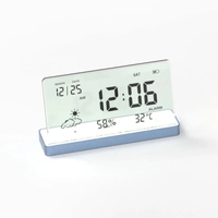 Creative Clear Digital Clock with Base Temp/Humidity/Date Display Electronic Clock Digital Alarm Clock Simple Modern Style Clock