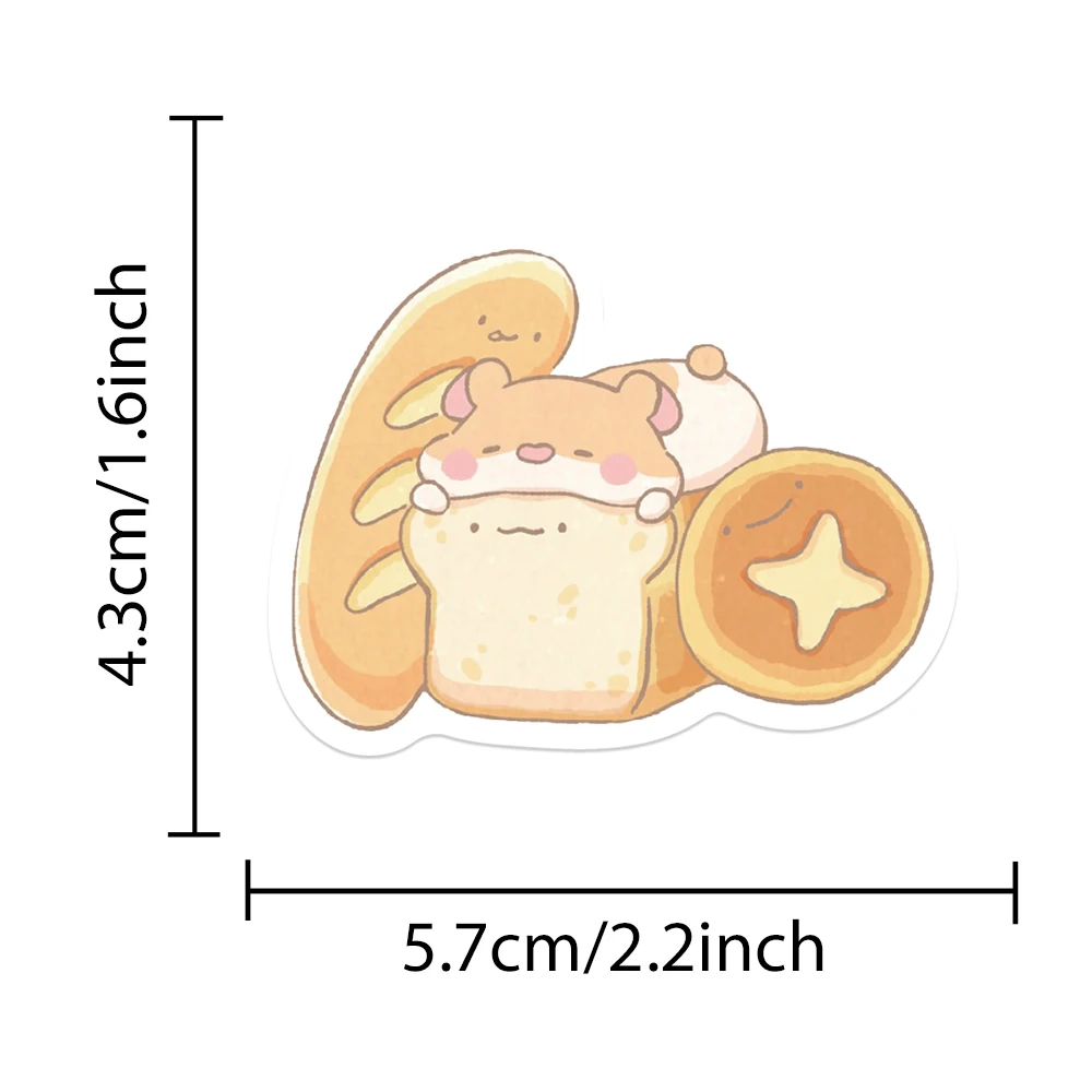 50PCS Kawaii Bread Hamster Cartoon Sticker Aesthetic DIY School Stationery Children's Sketchbook Laptop Diary Scrapbook Supplies