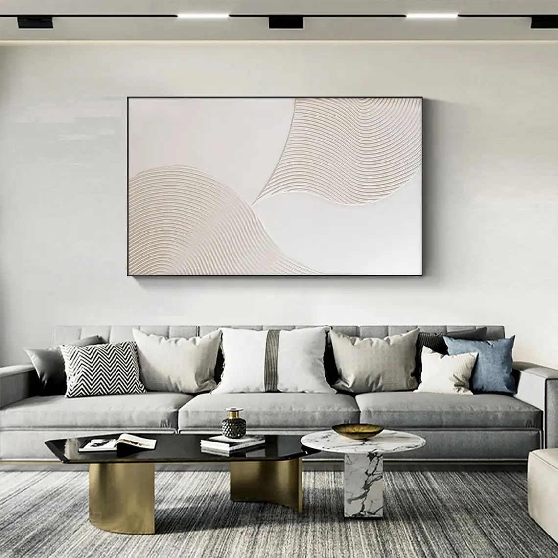 Textured Wall Art White Wall Art Hand Painted Canvas Large Abstract Decor Oil Paintings Bedroom Decor Modern Art For Living Room