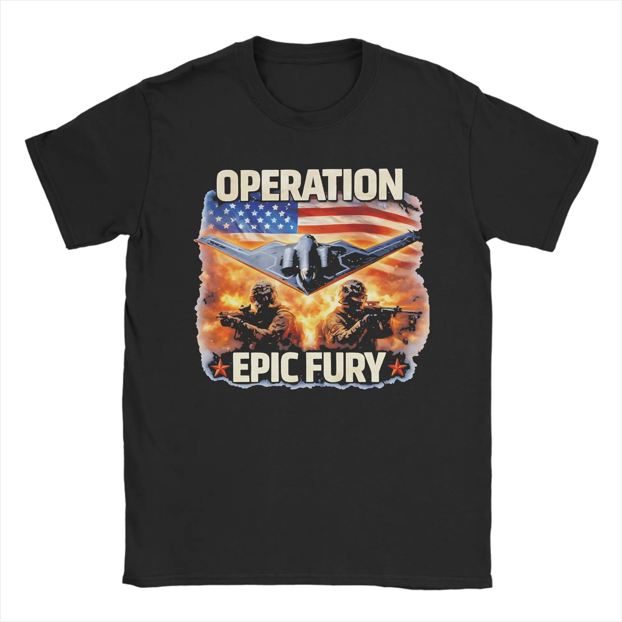 Operation Epic Fury Us Military Operations T Shirt Summer  Fashion T Shirts Cotton Top Tees Short-Sleeve Streetwear Tops