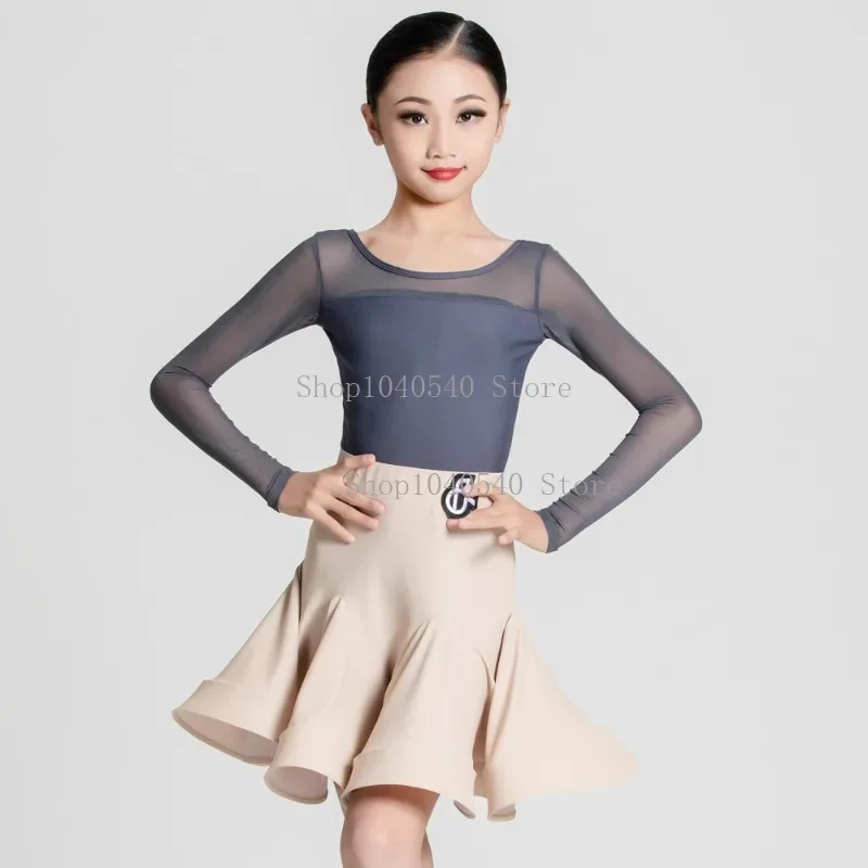 Latin Dance Costumes for Spring and Summer Girls Children's Training Costumes Performance Costumes New 2025 Mesh Large Skirt