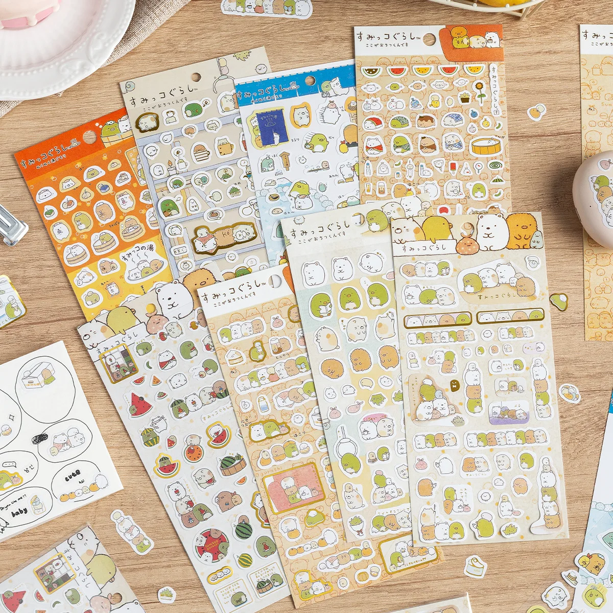 

Декоративная наклейка в японском стиле с золотой фольгой, наклейка с мультяшным медведем, наклейка для украшения дневников и фотоальбомов своими руками.