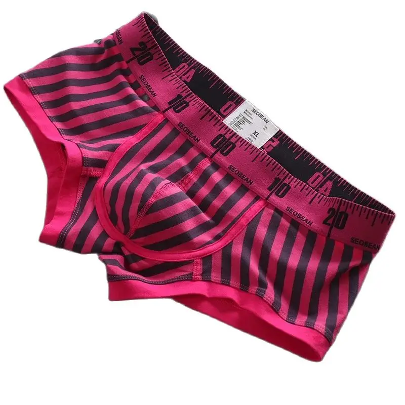 New Striped Boxer Briefs  Men's Comfortable Underwear Breathable Cotton Trunks with Elastic Waistband view 4