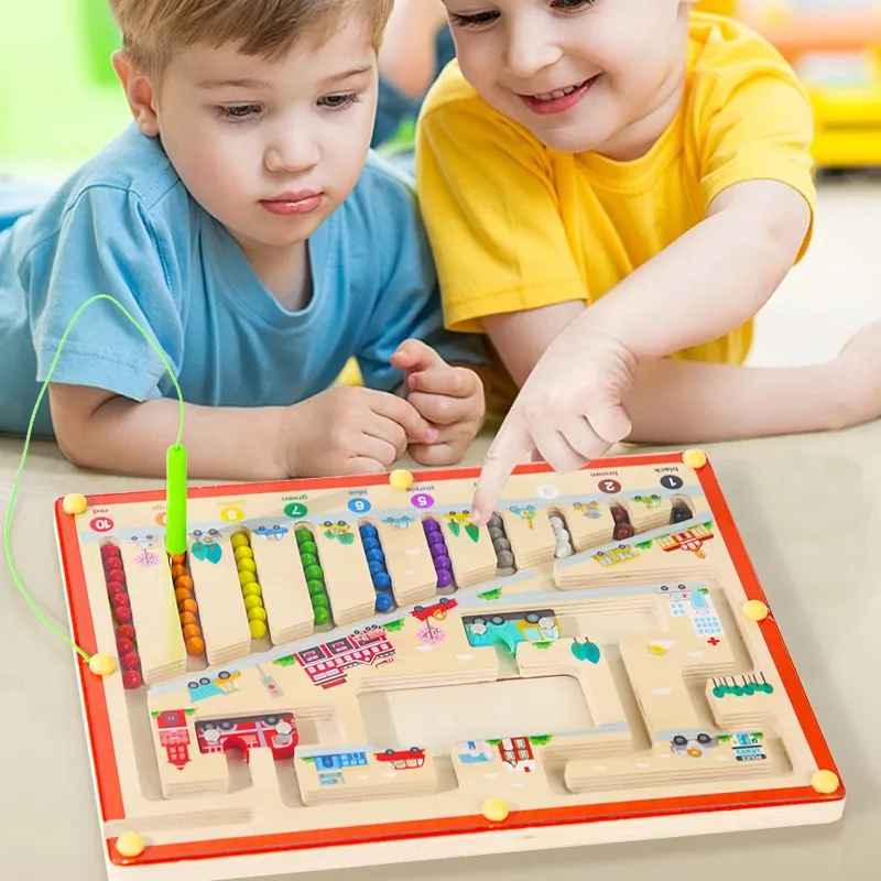 Magnetyczne Gry Sortujące Montessori Puzzle Zabawki Labirynt Tablica Nauka Kolorów Montessori Klasifikacja Drewniane Zabawki Edukacyjne Prezenty