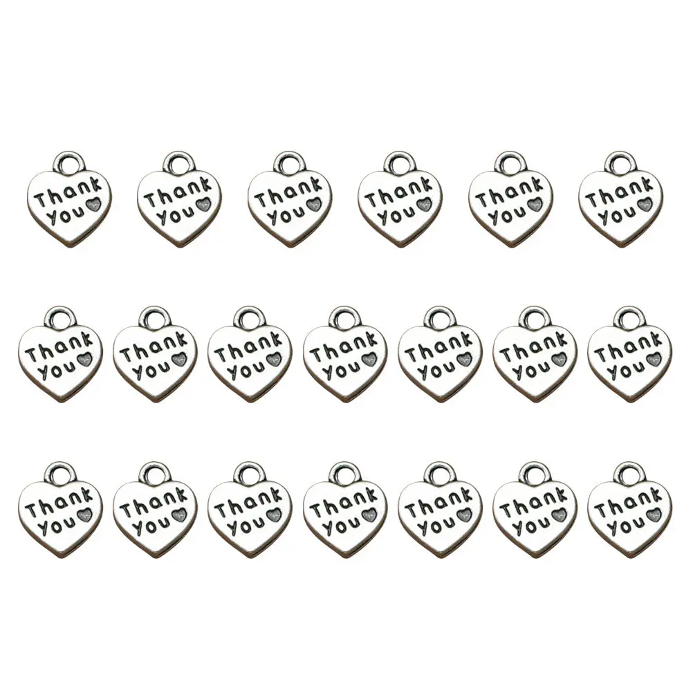 

20 шт. подвесок-сердечек из сплава «Спасибо» для изготовления украшений своими руками: для ожерелий, браслетов, брелоков, цепочек для свитеров