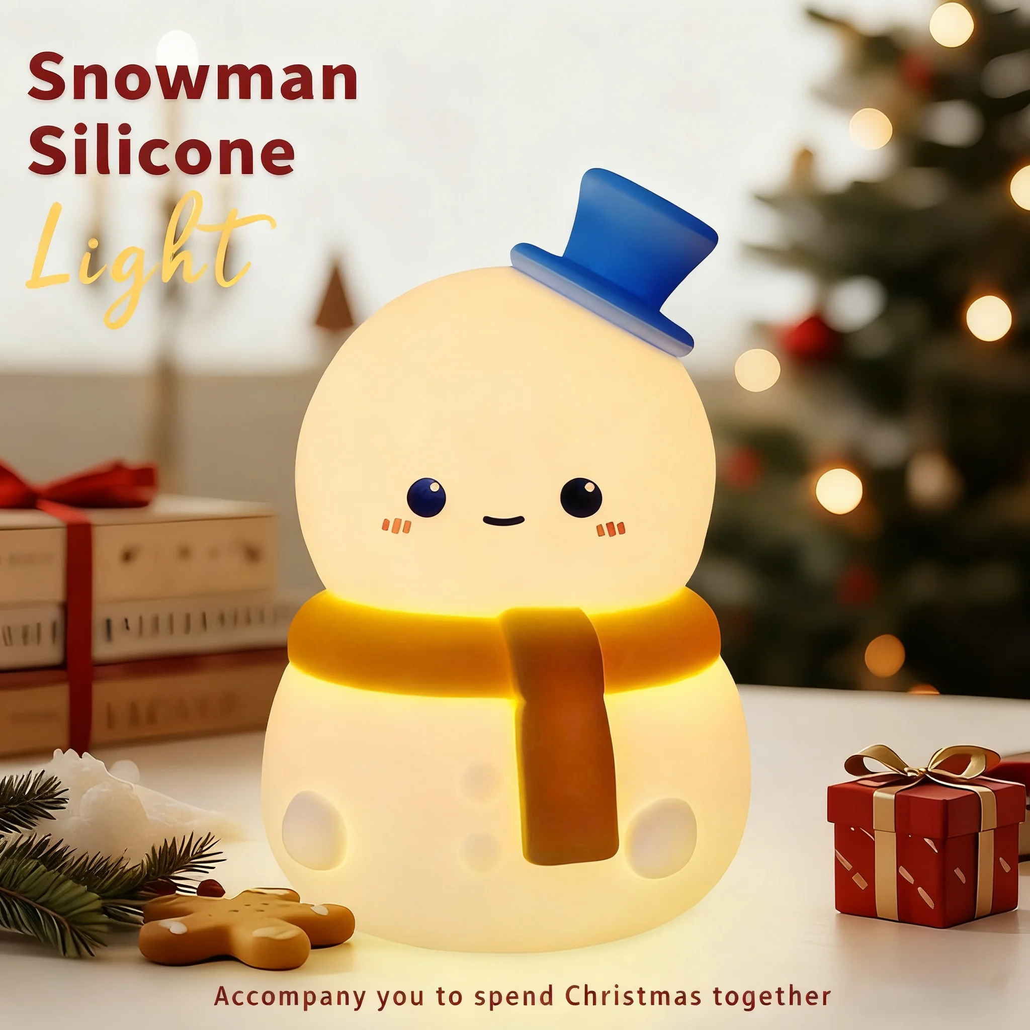 لعيد الميلاد LED ضوء الليل الجدة المحيطة مصباح التحكم باللمس قابلة للشحن معلقة ثلج السرير عطلة ديكور سيليكون