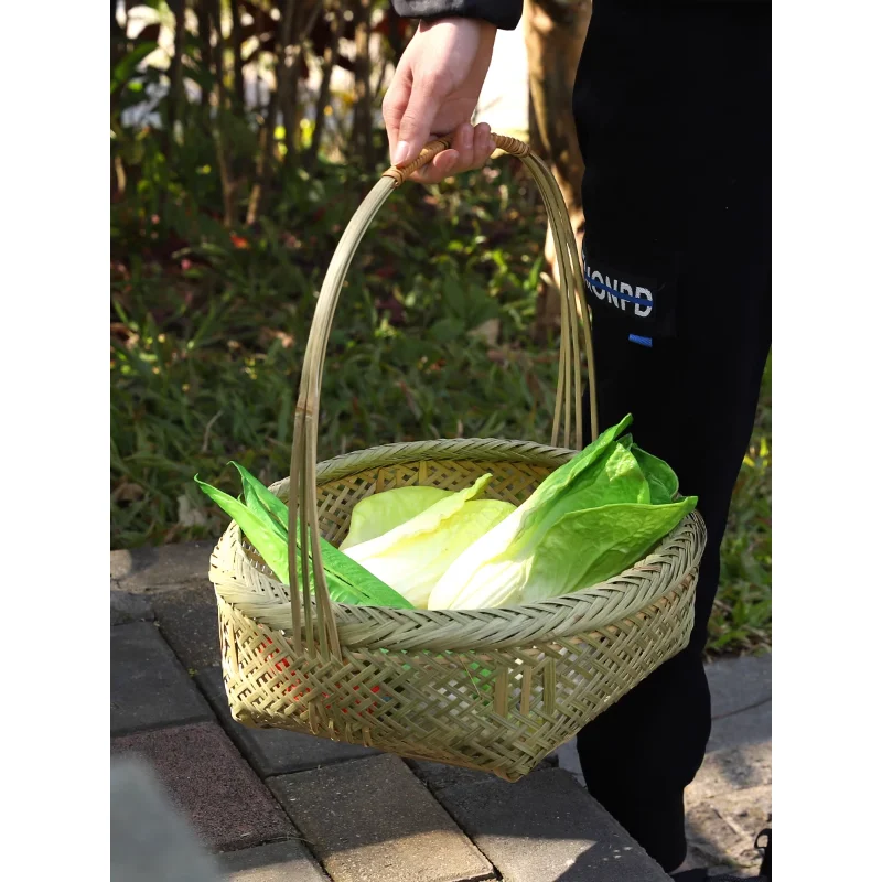 

Bamboo Handheld Basket Water Fruit Basket Bamboo Basket Storage Handmade Bamboo Vegetable Basket Bamboo Woven Products