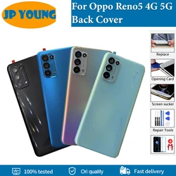 Original New Back Cover For Oppo Reno 5 4G 5G Battery Back Cover Housing Door Rear Case With Camera Lens Repair Replacement