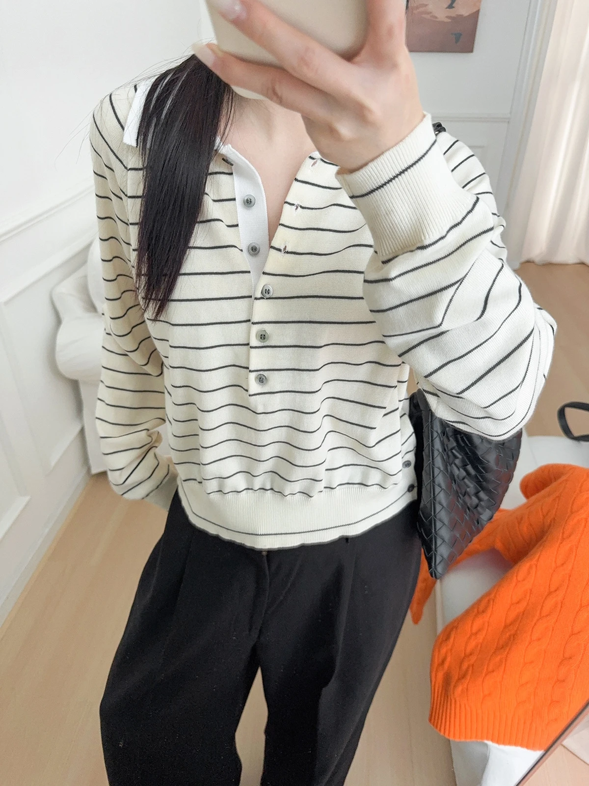 T-shirt Long en coton pour femmes, décontracté, coupe ample, col rayé, coréen, nouvelle collection printemps automne