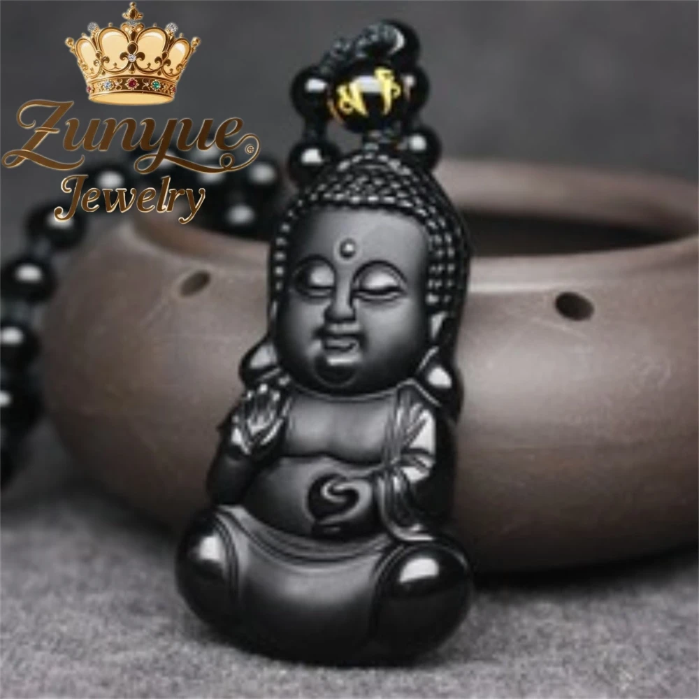 

Crystal Obsidian Frosted Baby Buddha Pendant Sakyamuni Necklace Pendant, Buddhist Prayer Beads Handicraft Best Selling Exquisite