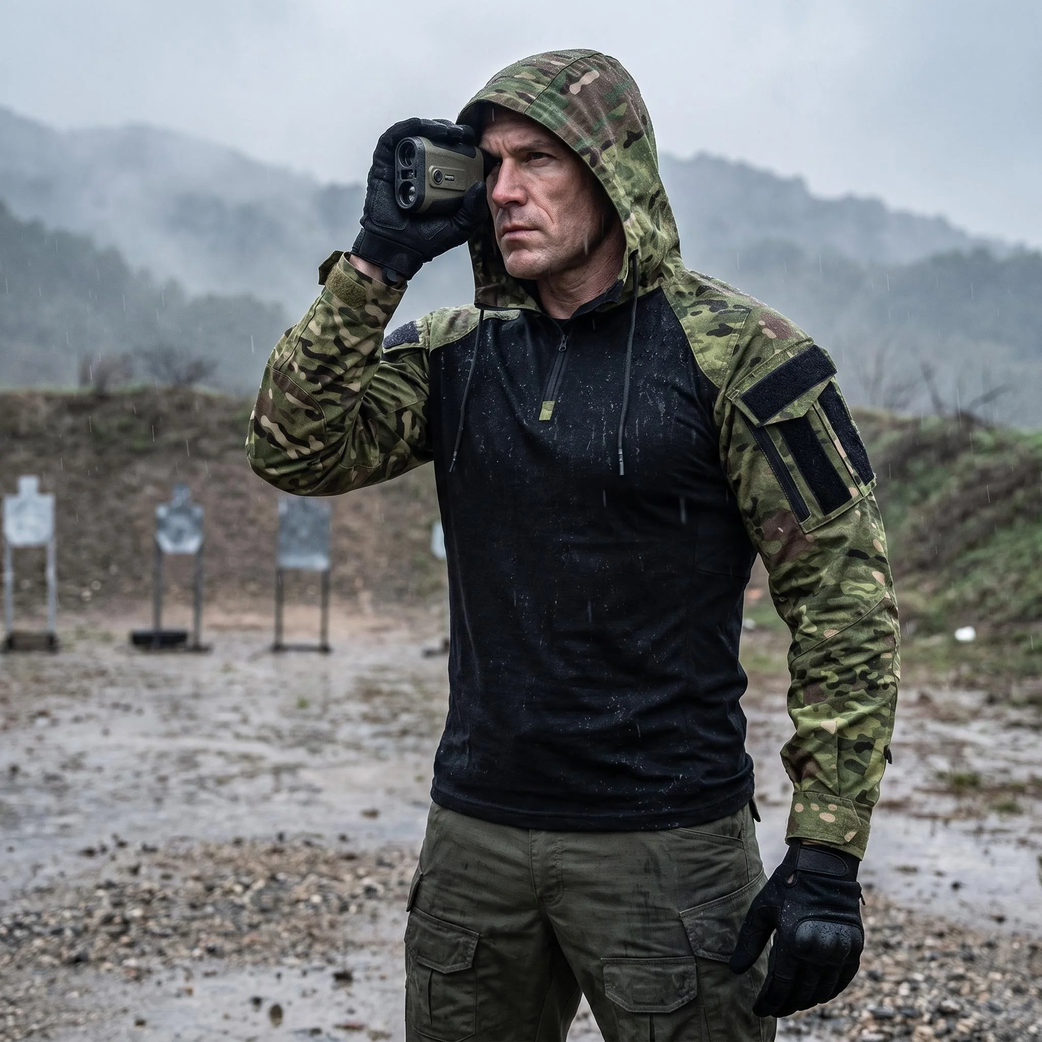 Outdoor Hunting Outfit - Men Outdoor Tactical Camo Uniform Cotton