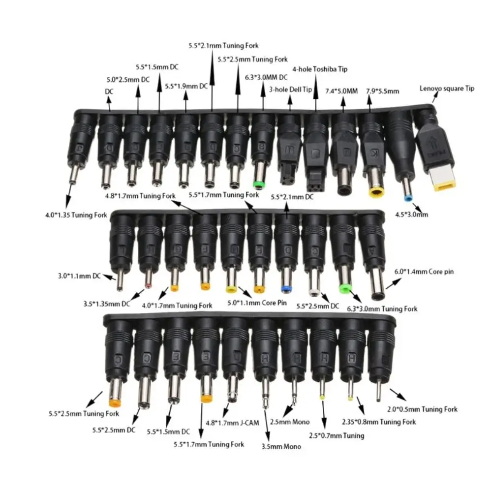 34PCS/Set 5.5mmx2.1mm Laptop Power Adapter DC AC Convenient Laptop Female Plug Universal Multipurpose Plug Jack Sets