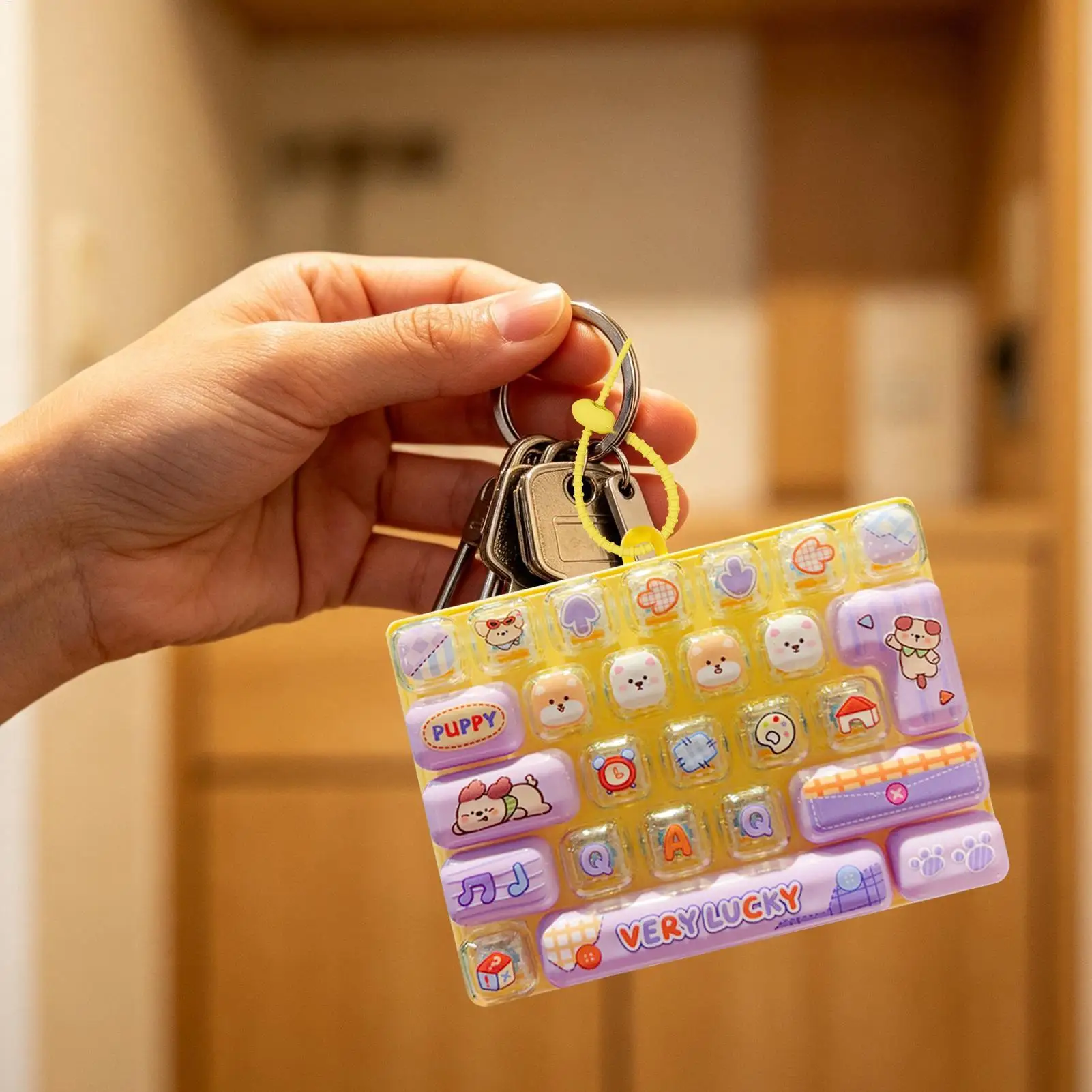 Keyboard Clicker Stress Relief Fidget Keychain Backpack Pendant Portable Bag Ornament for Office School Travel Studying Teens