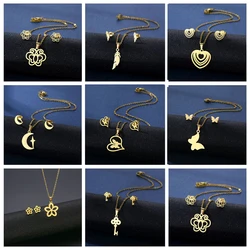 Mother's Day Jewelry Set Gift Stainless Steel Love Heart Rose Flower Pendant Necklace Earrings Mom Thanksgiving Gift