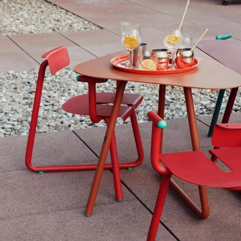 Outdoor full metal dopamine color outdoor table and chair combination, courtyard terrace table and chair