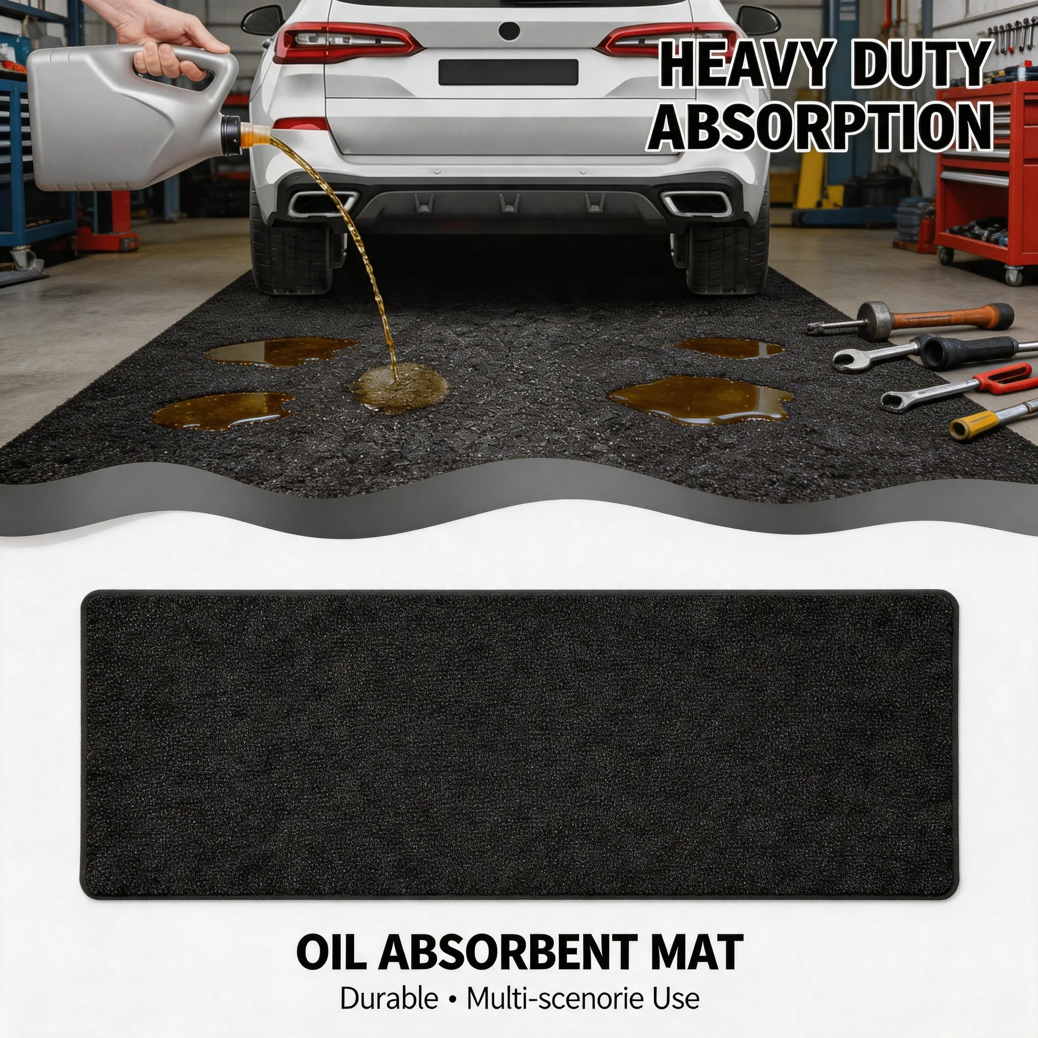 Garage Oil Spill Mat Durable Reusable Washable Waterproof Back Oil Drip Mat Prevent Oil Drain Pan Spills Under Car Oil Leak Mat