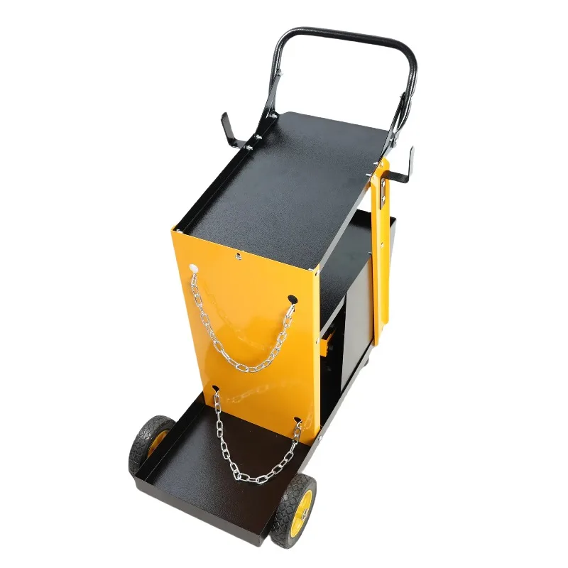 Versatile welding machine trolley, MIG, TIG, ARC, plasma cutter storage, 280 lb capacity