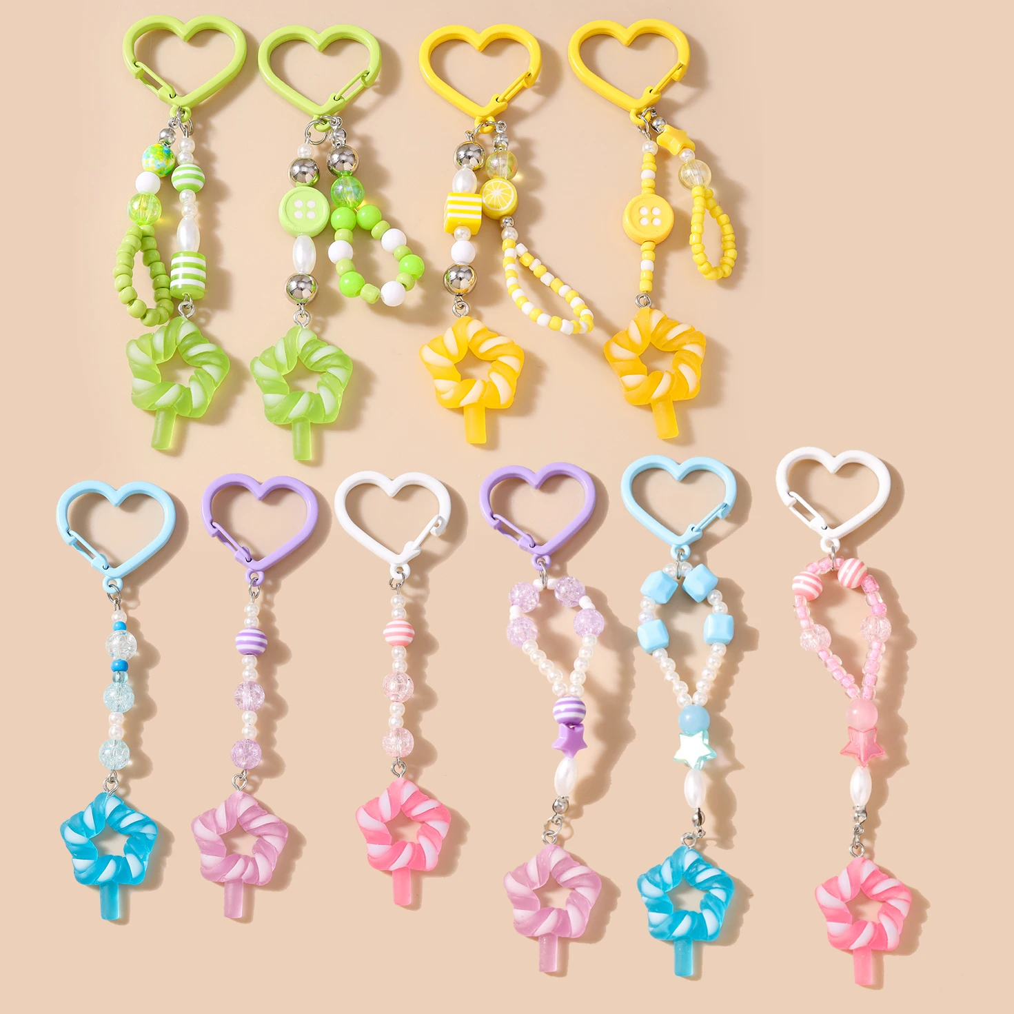 

Aihua Lovely Girls Kids Sweet Lollipop Keychain Key Rings for Women Handbag Pendants Car Key Chains DIY Jewelry Gifts Trinkets