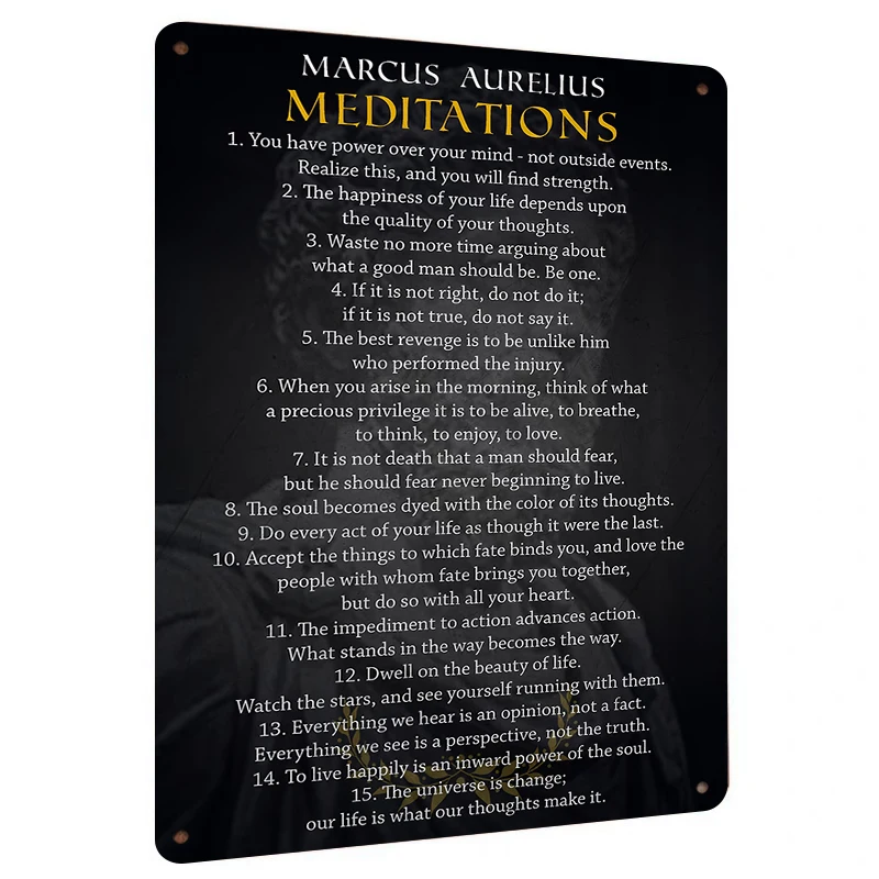 Marcus Aurelius Meditations Philosophical Quotes Metal Wall Art Decor for Home Office Study Room