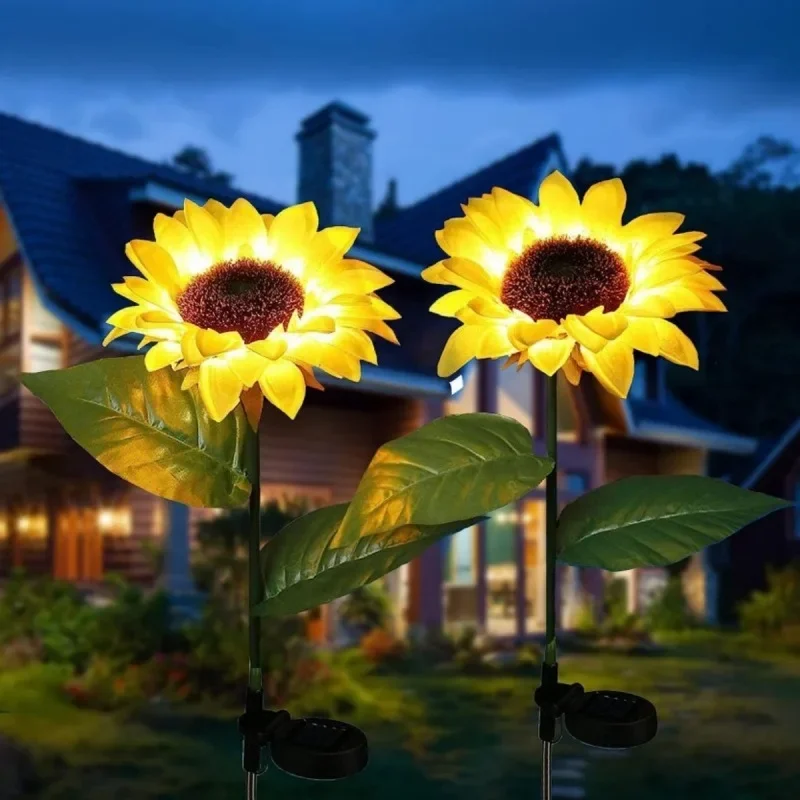 1pc Solar Powered Outdoor Waterproof LED Ground Insert Lawn Lamp Sunflowr Light Courtyard Decoration