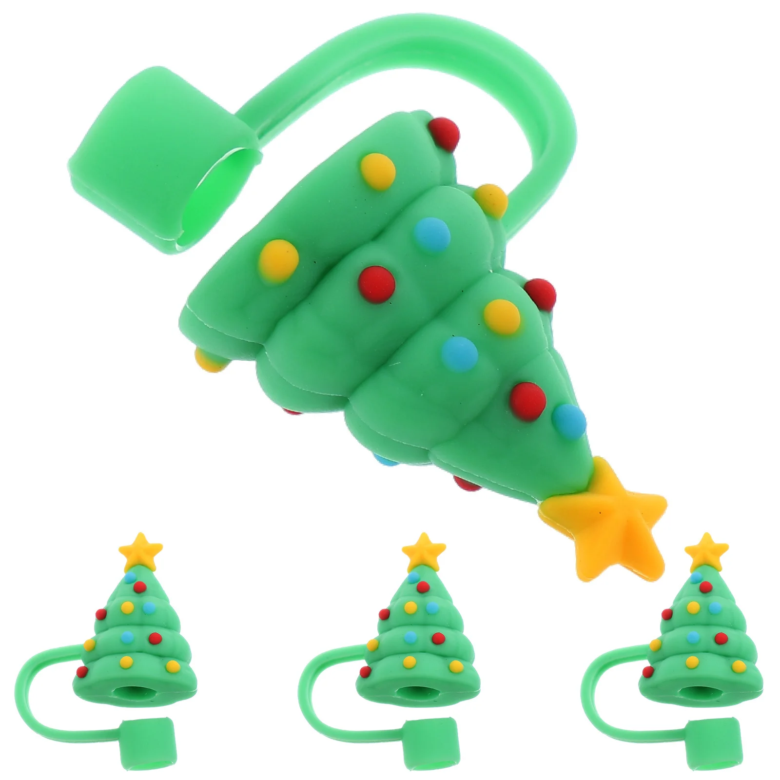 

4Pcs Reusable Silicone Straw Tips Dustproof Covers Cute Protective Caps for Drinking Straw Tumblers Sleeve for Straws