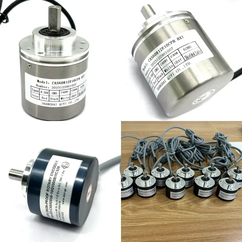 12-Position 60mm Single Turn Absolute Rotary Encoder for SSI 4-20mA MODBUS CANopen Parallel RS422 RS485 0-10V 0-5V