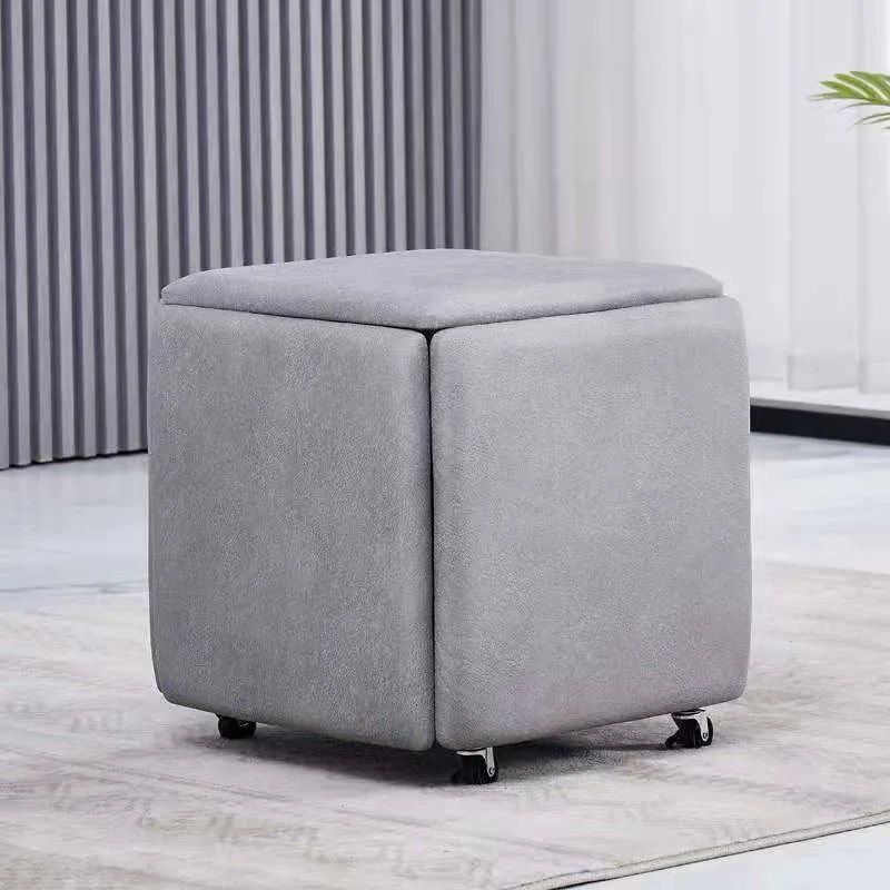 -For Saving Design Furniture Modern Apartment Upcycle Home Decor Smart Cube 5 in 1 Folding Metal Ottoman Stool With Wheels^
