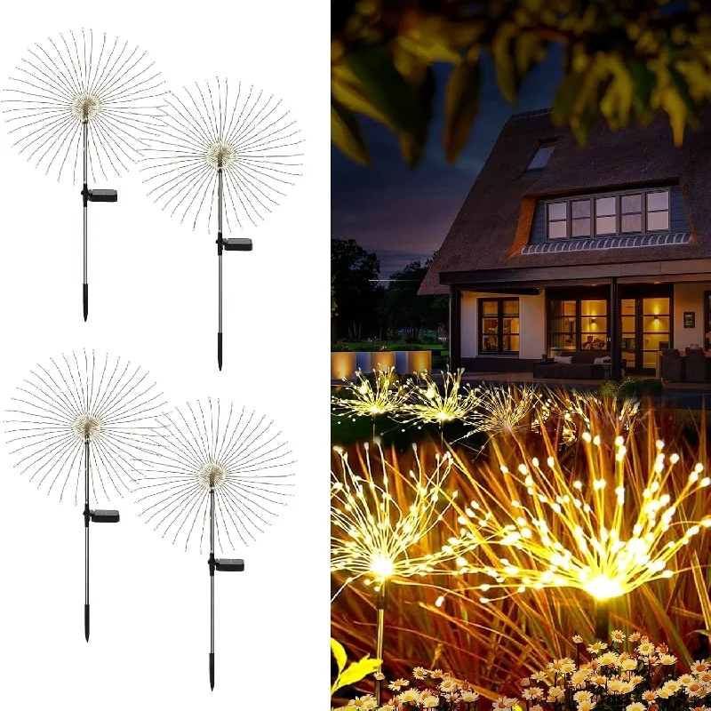 Waterproof Outdoor Dandelion Flash Solar LED String Lights for Garden Lawn Landscape Decor Fairy Lights