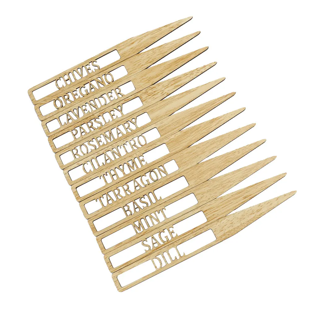 12Pcs Plant Markers Natural Wood Lightweight Gardening Labels Decorative Plant Labels for Indoor Outdoor Gardens Botanical
