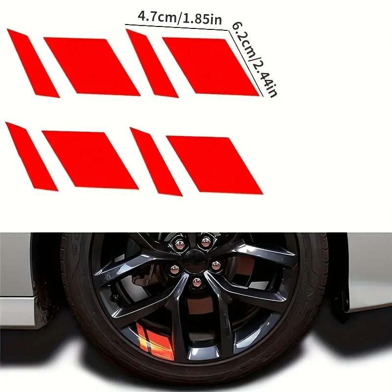 1Set Car Wheel Reflective Stickers Pressure Sensitive Adhesive Easy Install Vinyl Decals for Safety & Exterior Decor