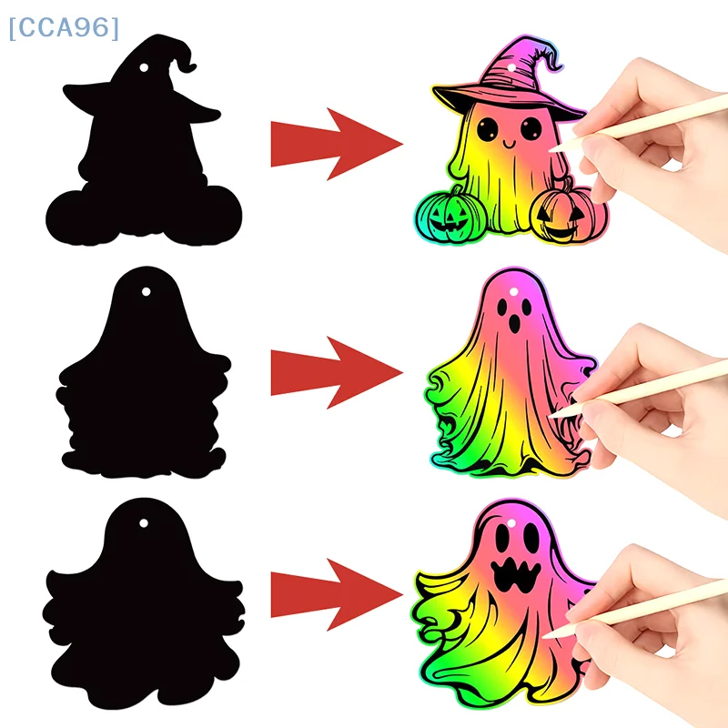 할로윈 파티 장식 스크래치 카드 유령 DIY 다채로운 스크래치 그림 유령 축제 할로윈 장식 교수형 휴일