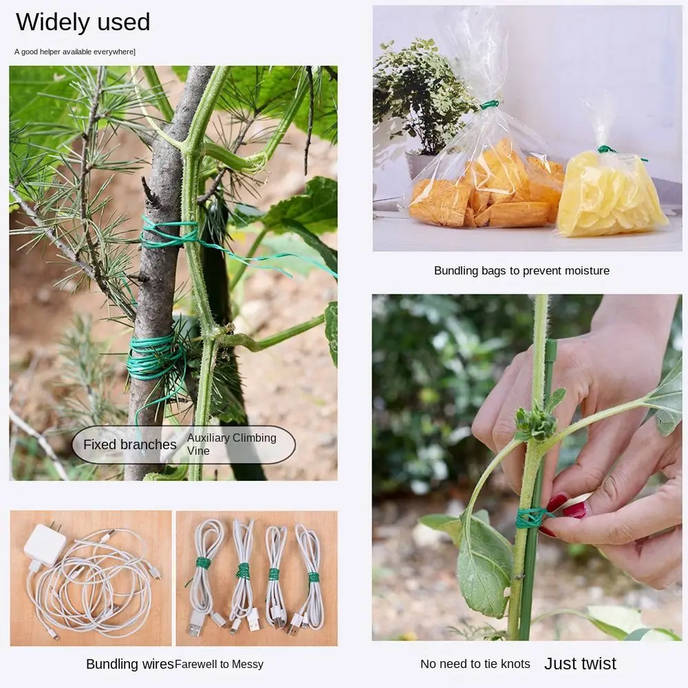 20/50/100m Garden Cable Ties Plant Climbing Lines Flower Plant Support Strap Tie Plant Bundle Iron Wire Plant Twist Ties