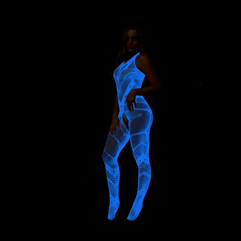 2025 New Women's Luminous Stockings Onesie Erotic Underwear Luminous Sexy Garters Blue Light Women's